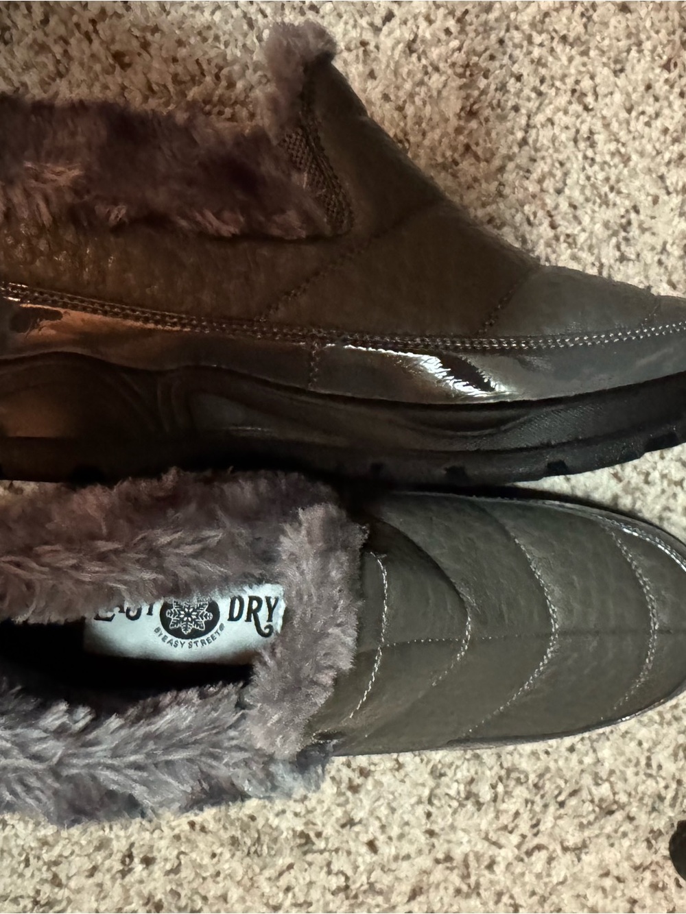 East Spirt Easy Dry Faux Fur slip on Winter booties